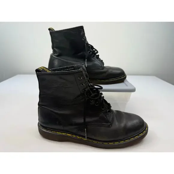 Dr. Martens Black Leather 8 Eye Boots Men’s Size 12 Broken In Grunge Streetwear - Picture 1 of 11
